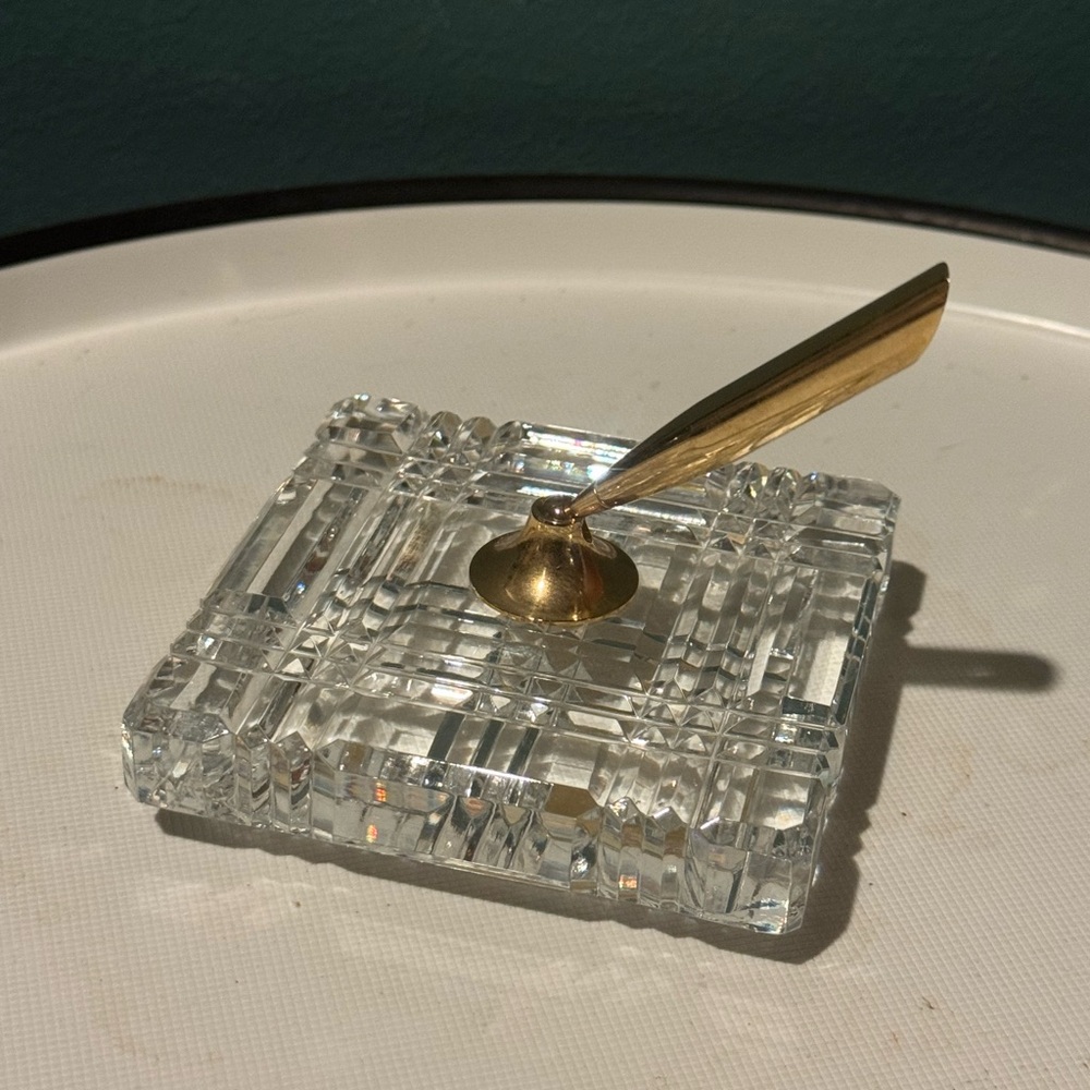 Waterford Crystal Executive Desk Pen Holder Paperweight